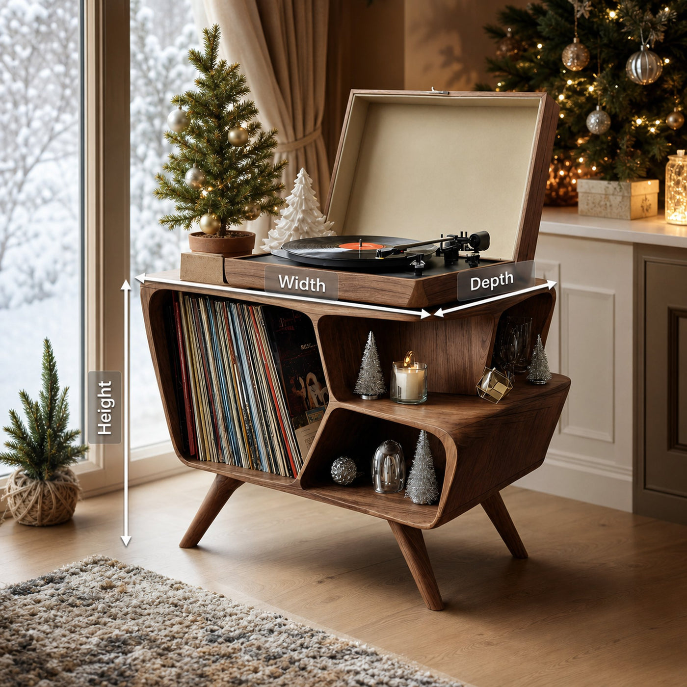 Mid Century Wooden Record Stand For Living Room Christmas Gift - product view 8