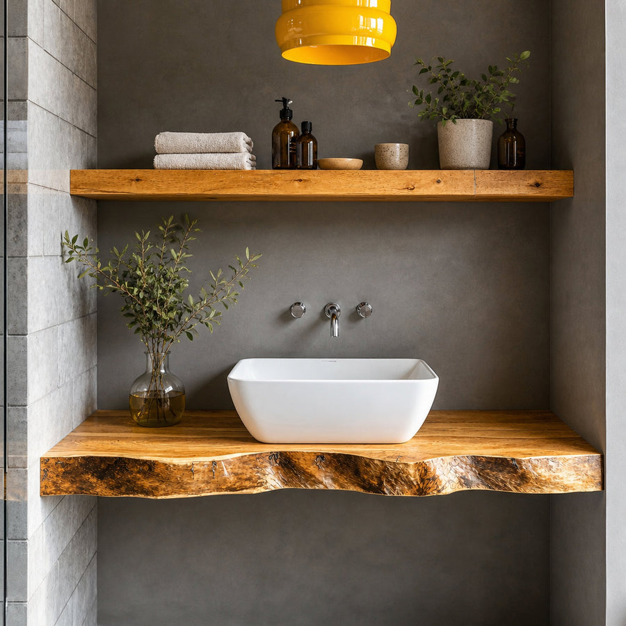 Mid Century Wooden Vanity Cozy Bathroom Vibe