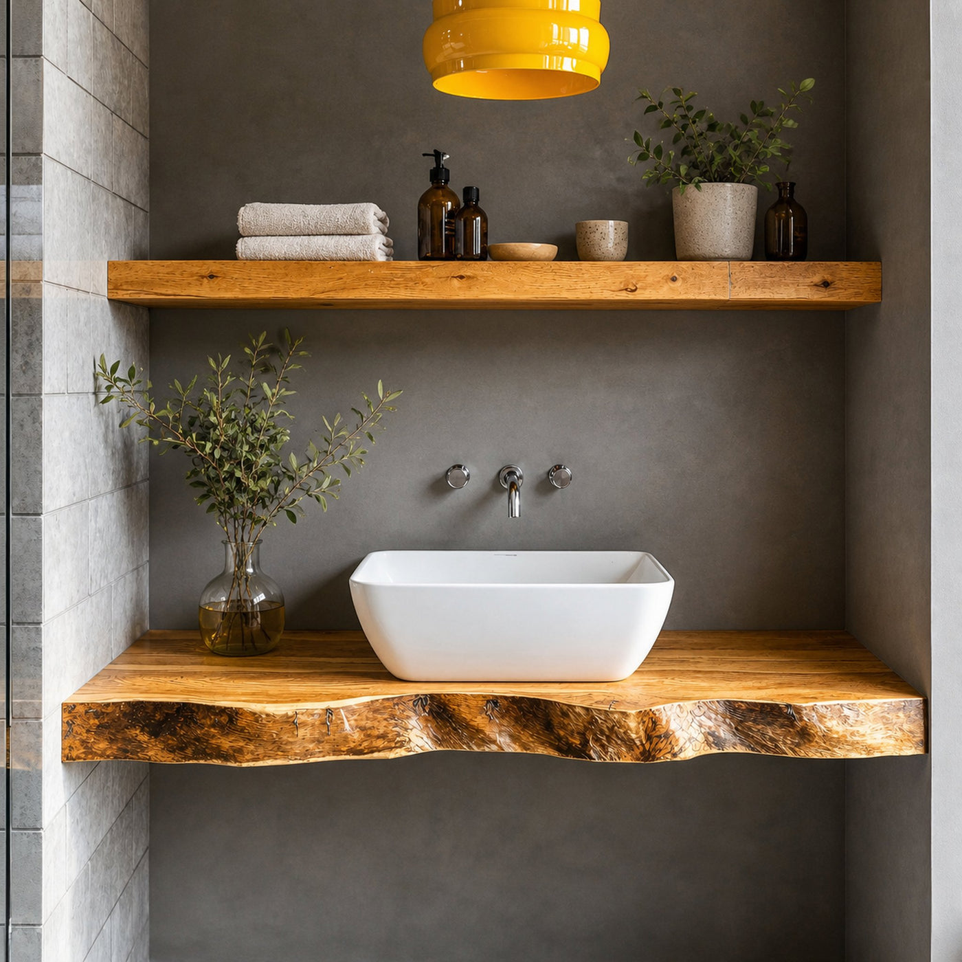 Mid Century Wooden Vanity Cozy Bathroom Vibe