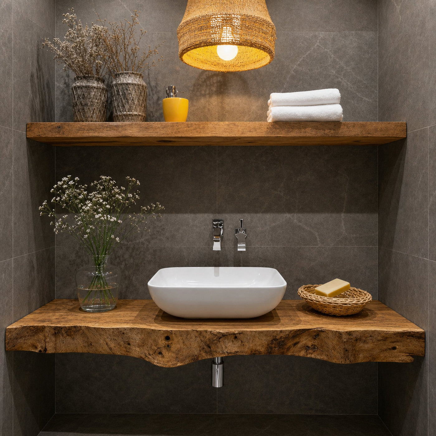 Mid Century Wooden Vanity For Bathroom Decor