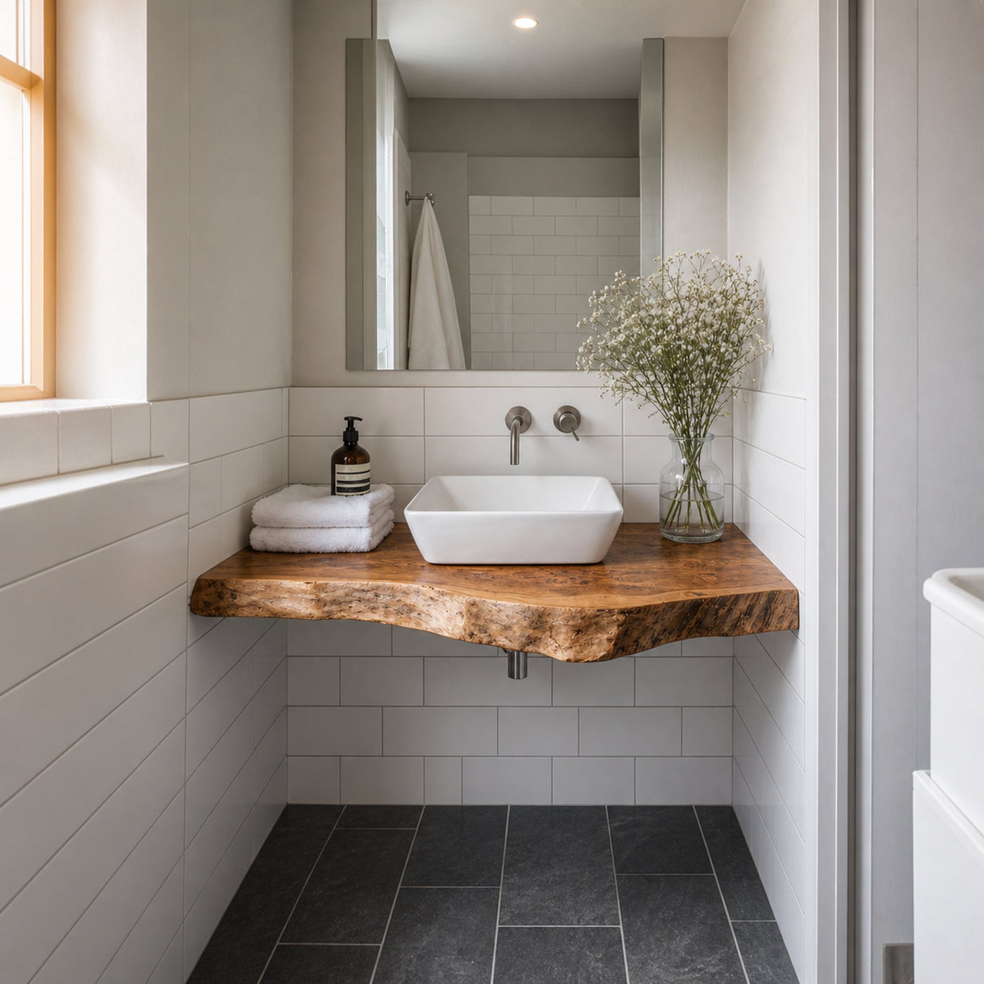 Mid Century Wooden Vanity Small Bathroom Charm - product view 2