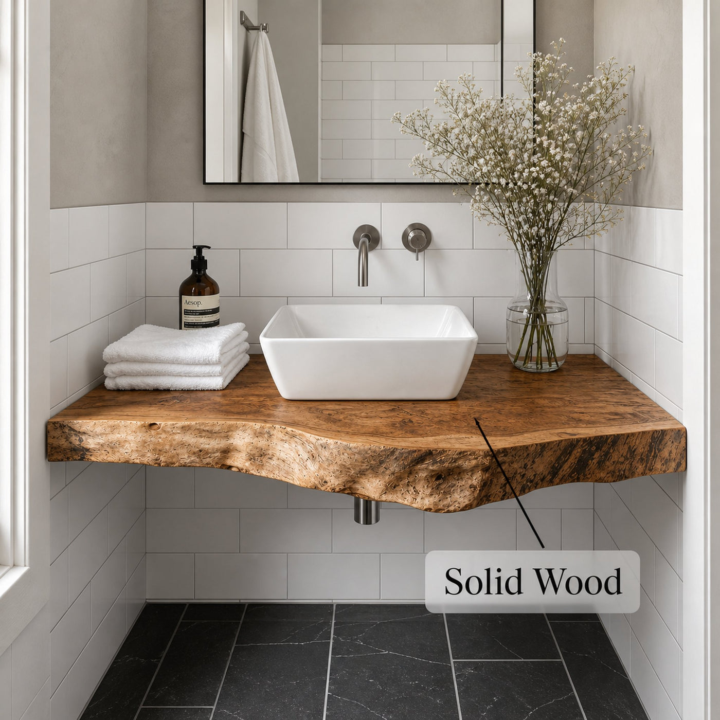 Mid Century Wooden Vanity Small Bathroom Charm - product view 3
