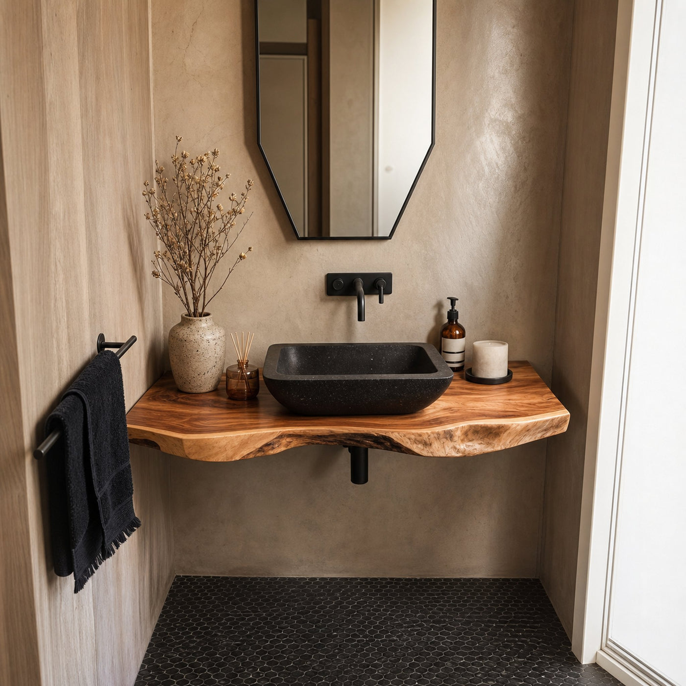 Midcentury Bathroom Vanity Floating Hallway