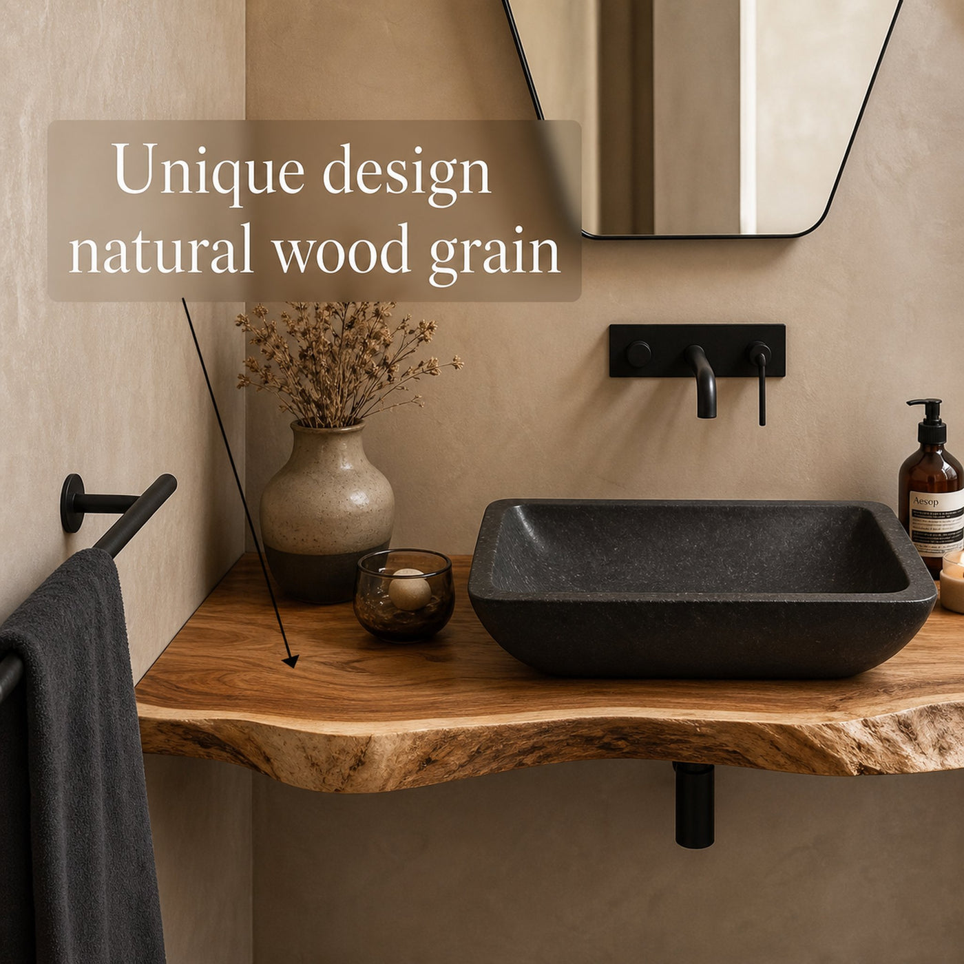 Midcentury Bathroom Vanity Floating Hallway - product view 3