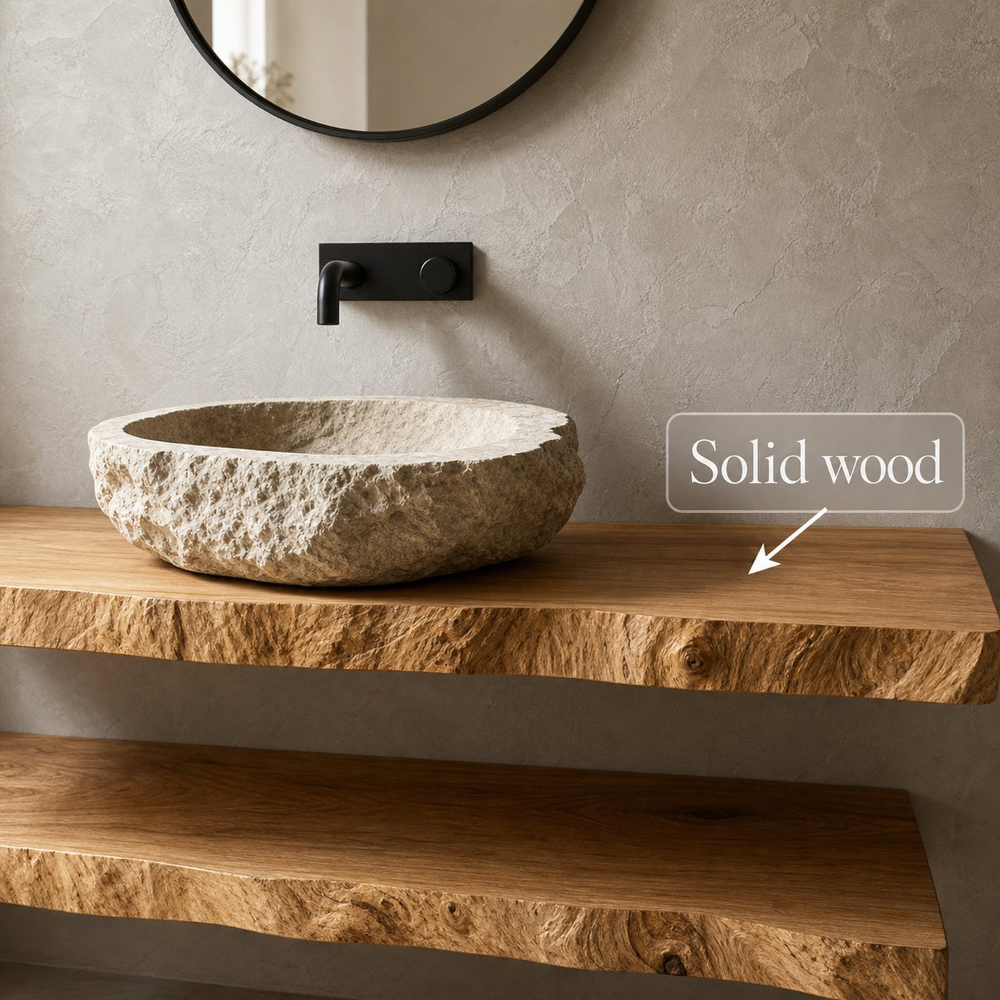 Midcentury Floating Shelf Vanity Powder Room - product view 3