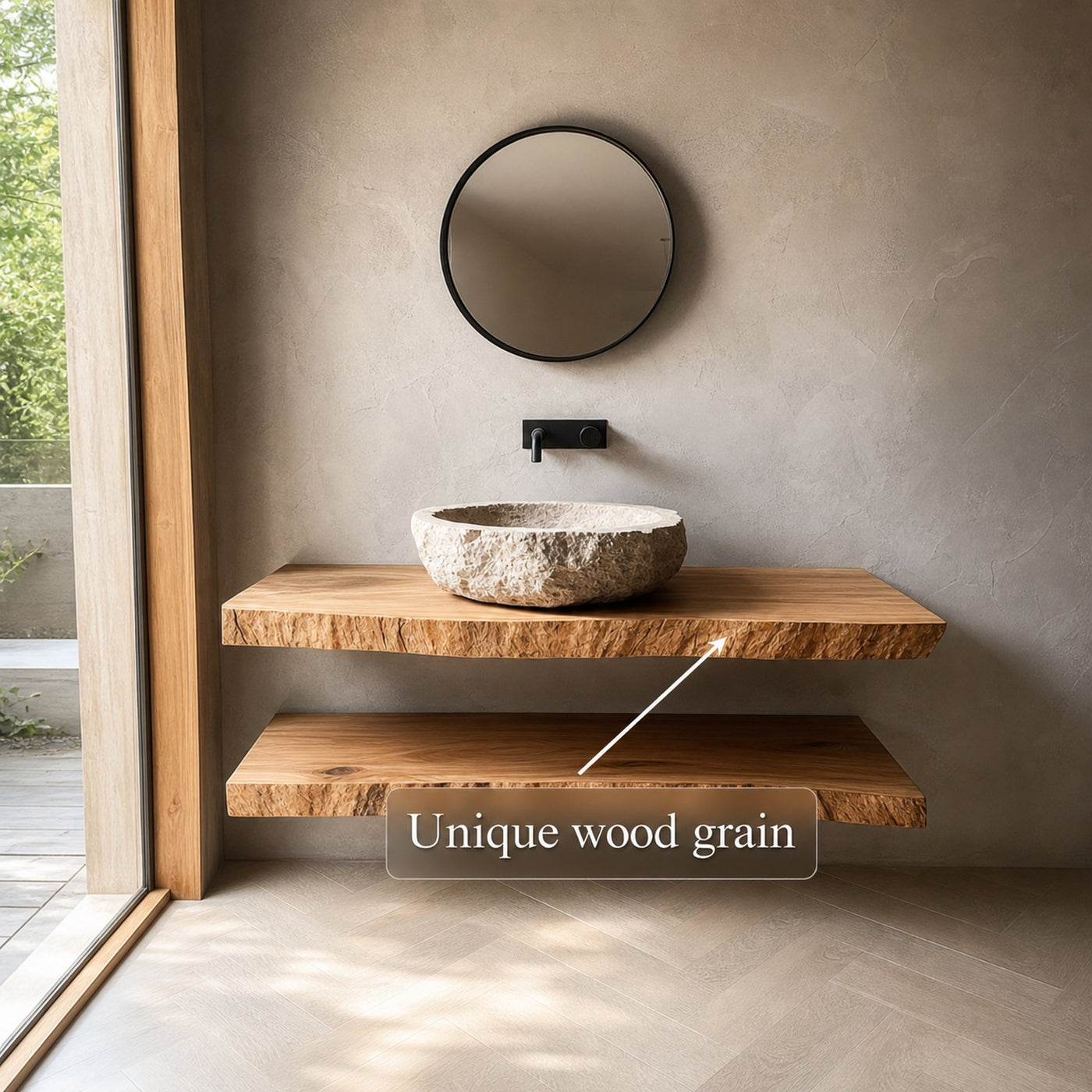 Midcentury Floating Shelf Vanity Powder Room - product view 4
