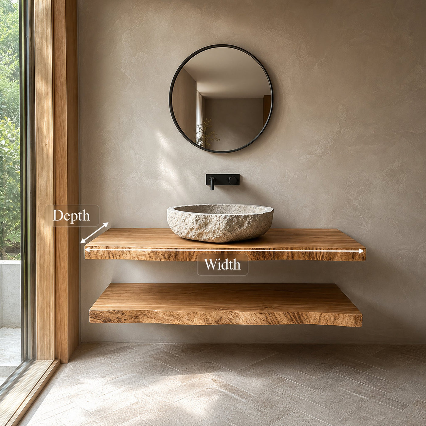 Midcentury Floating Shelf Vanity Powder Room - product view 5
