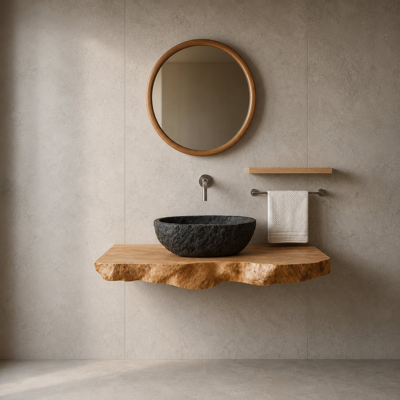 Midcentury Floating Shelf Basin Stand Bathroom