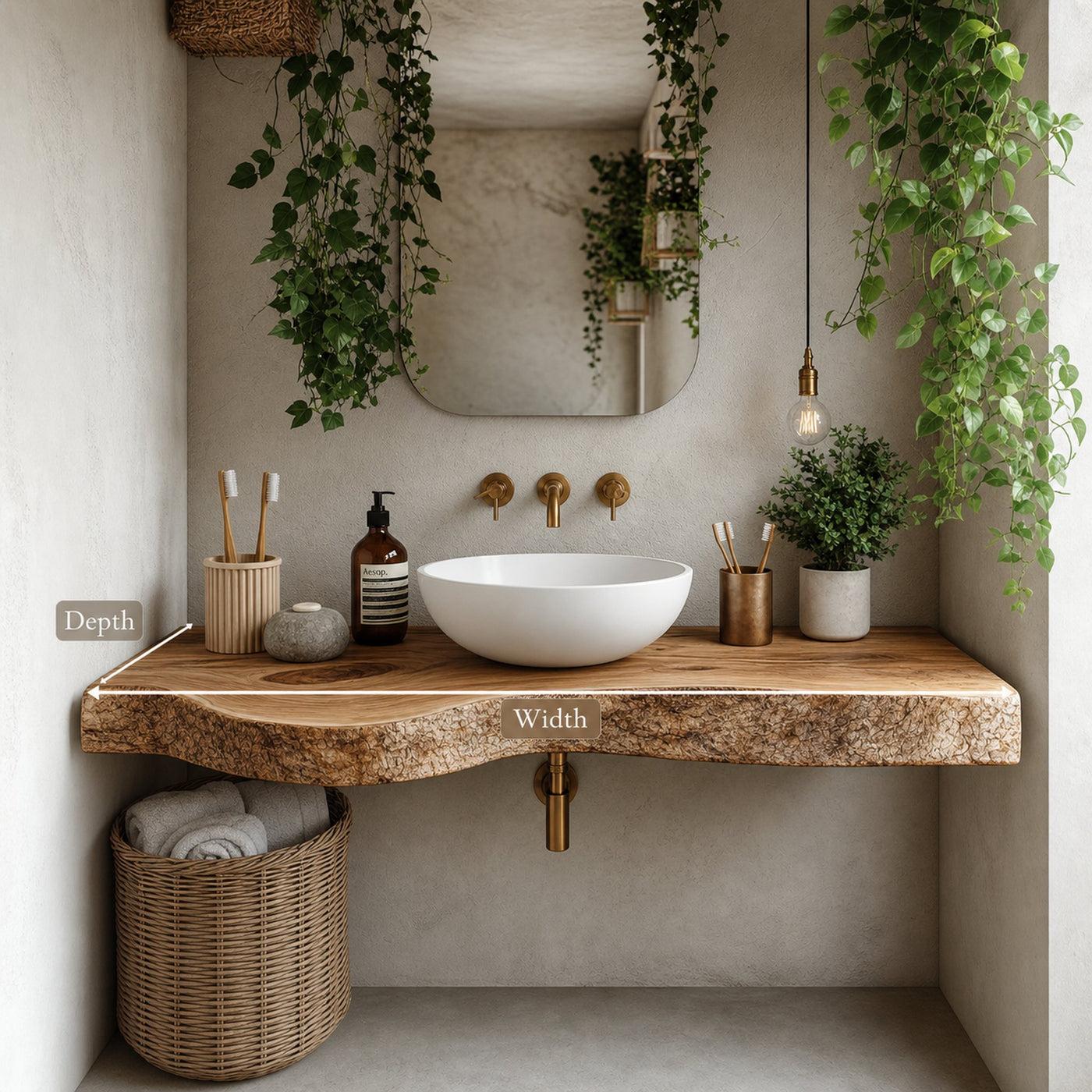 Midcentury Floating Shelf Handmade Vanity Bathroom - product view 6