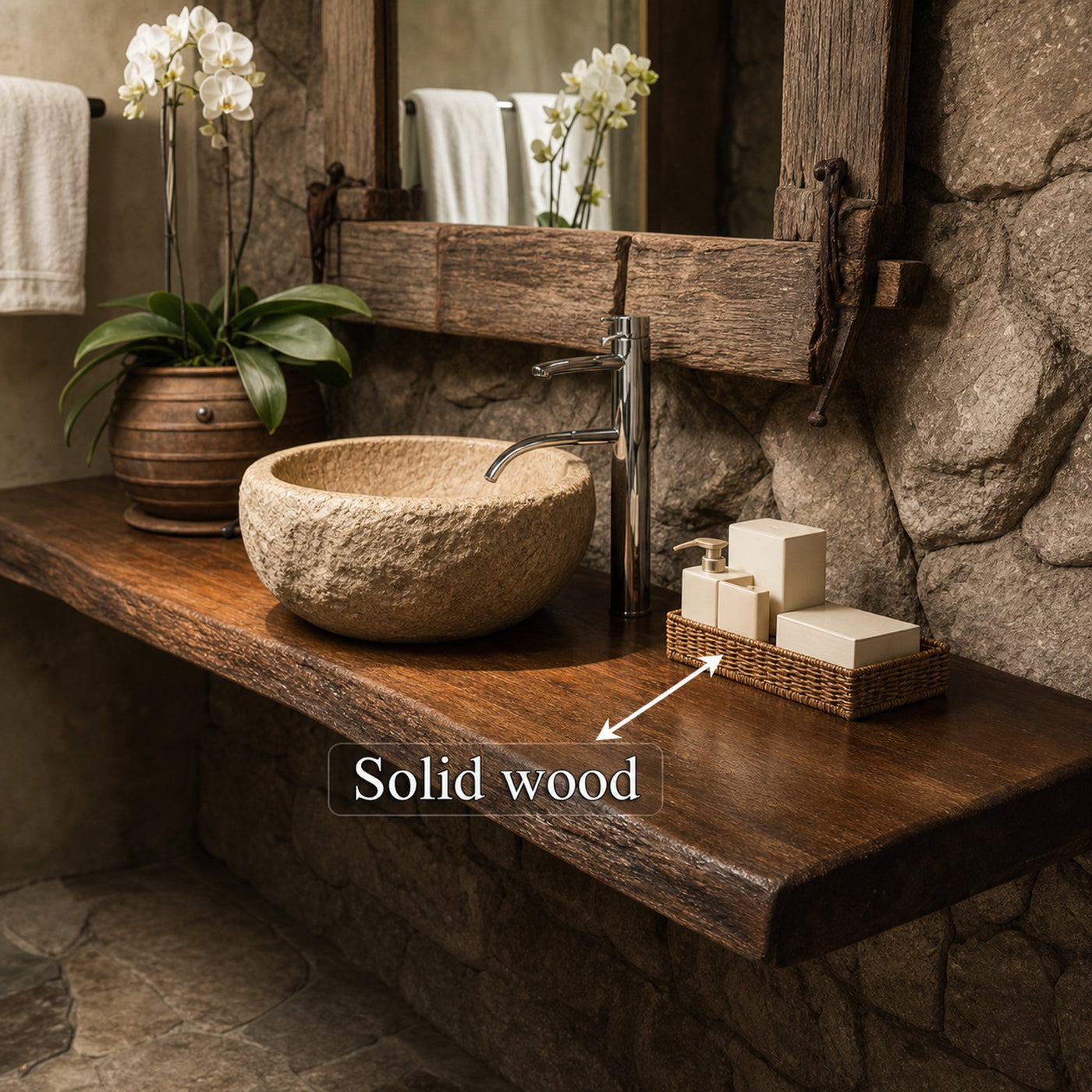 Midcentury Floating Shelf Modern Vanity Bathroom - product view 3