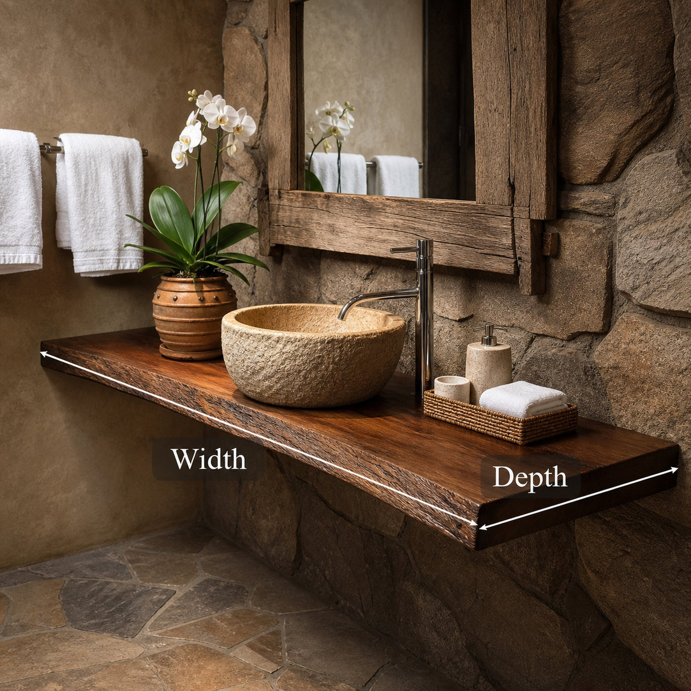 Midcentury Floating Shelf Modern Vanity Bathroom - product view 5