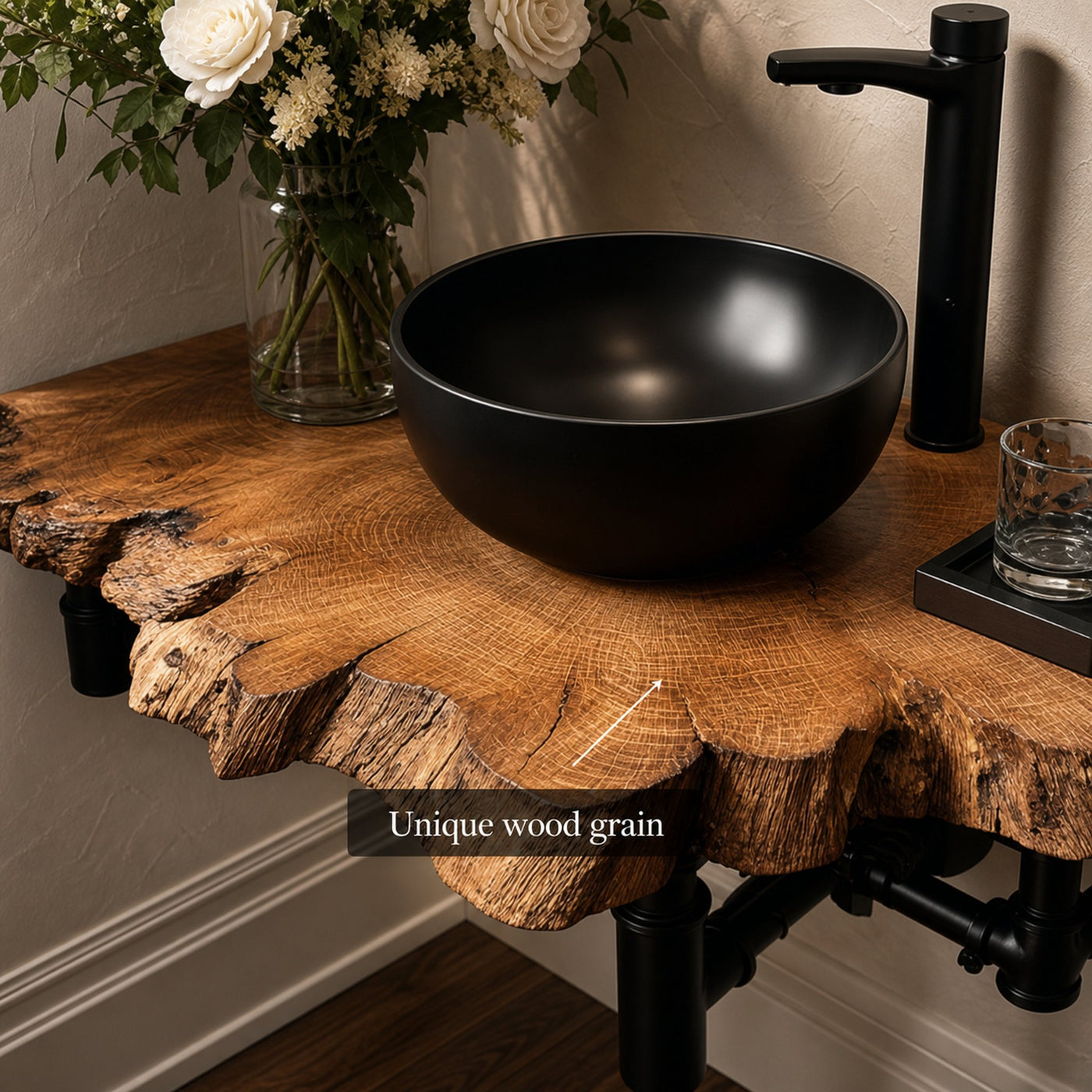 Midcentury Floating Shelf Narrow Powder Room - product view 3