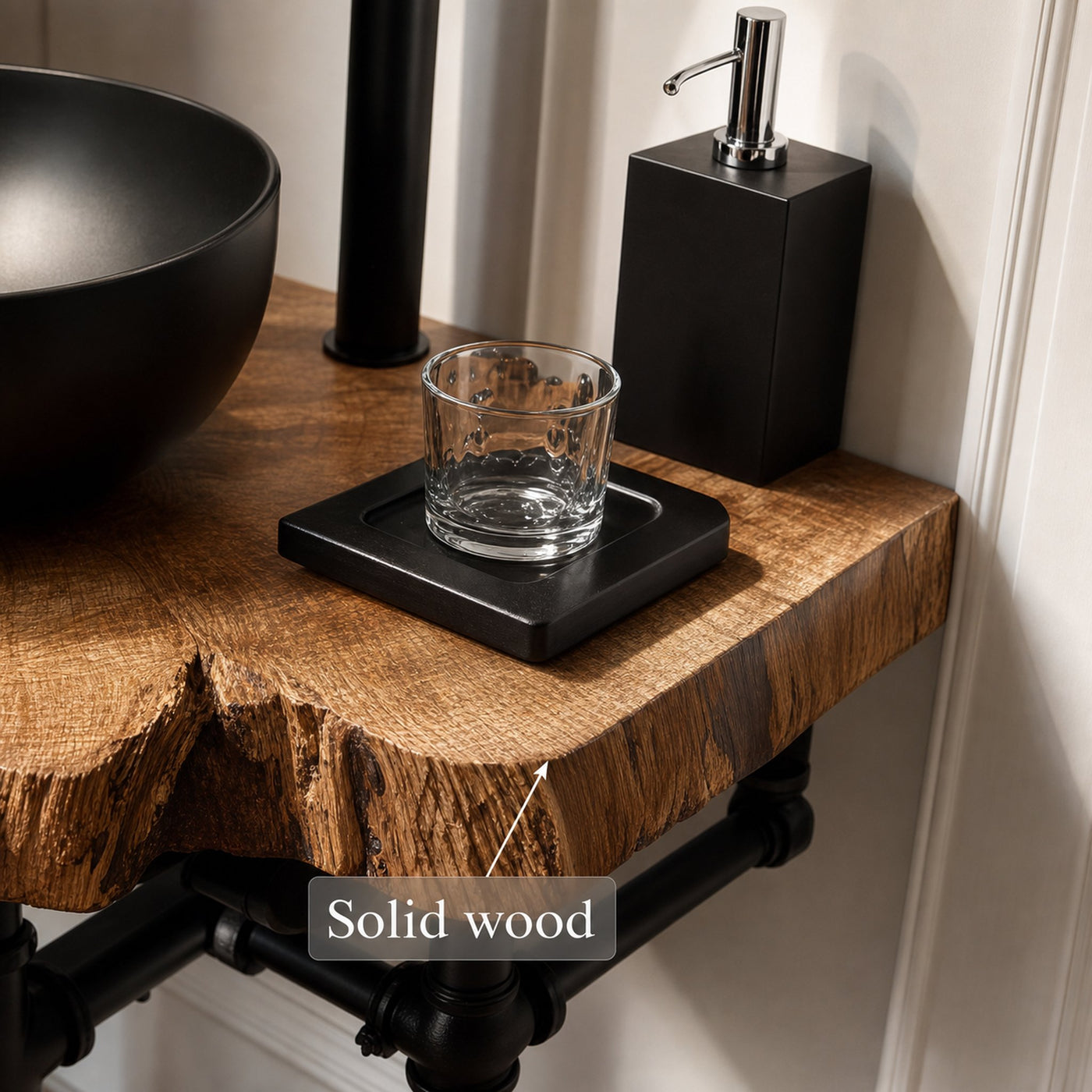 Midcentury Floating Shelf Narrow Powder Room - product view 4