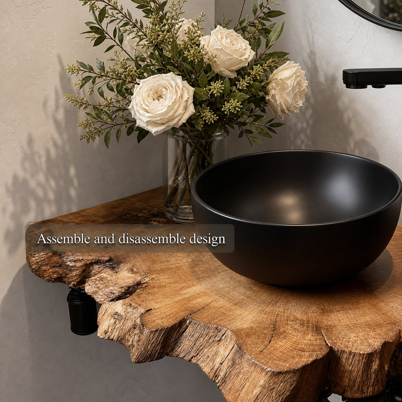 Midcentury Floating Shelf Narrow Powder Room - product view 5