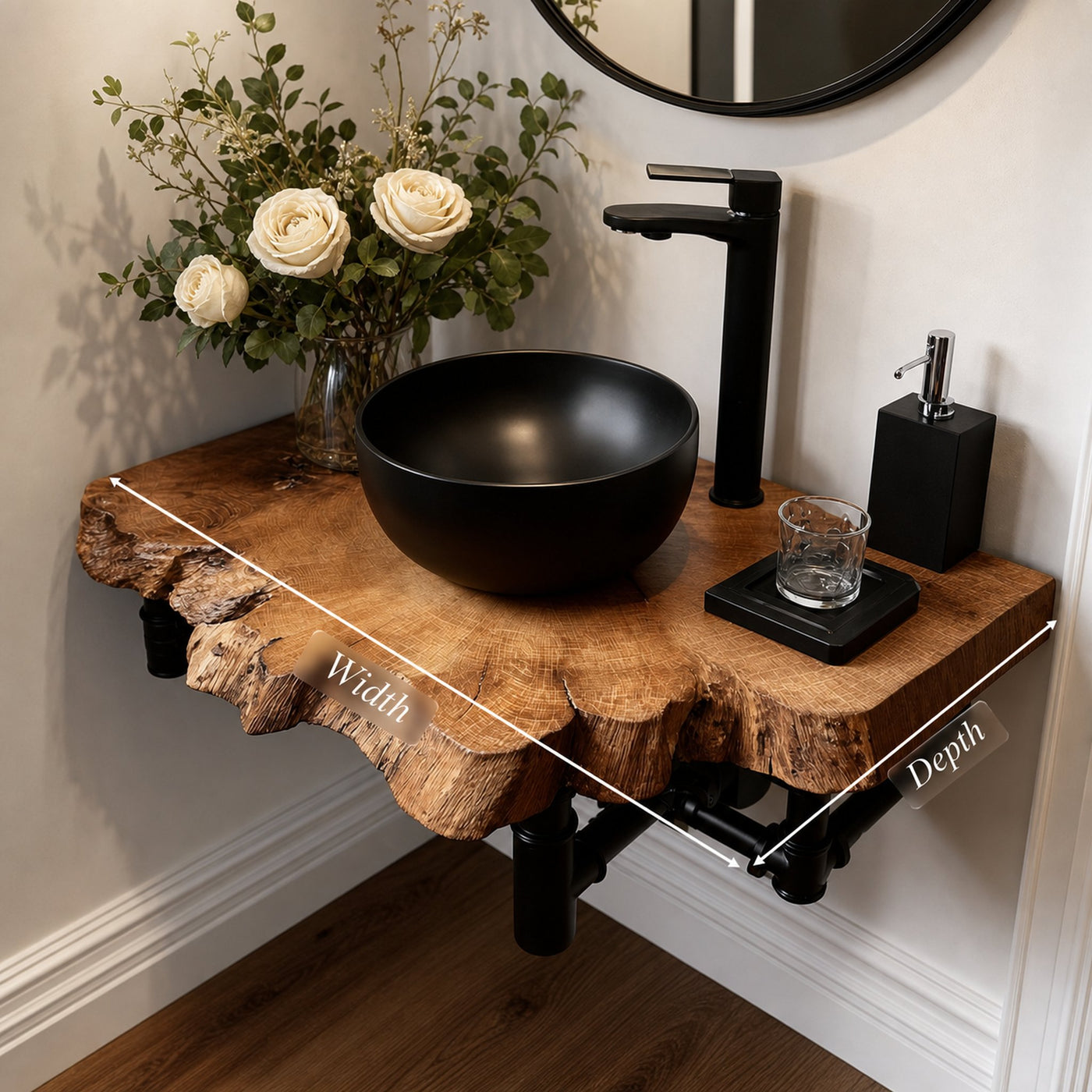 Midcentury Floating Shelf Narrow Powder Room - product view 6