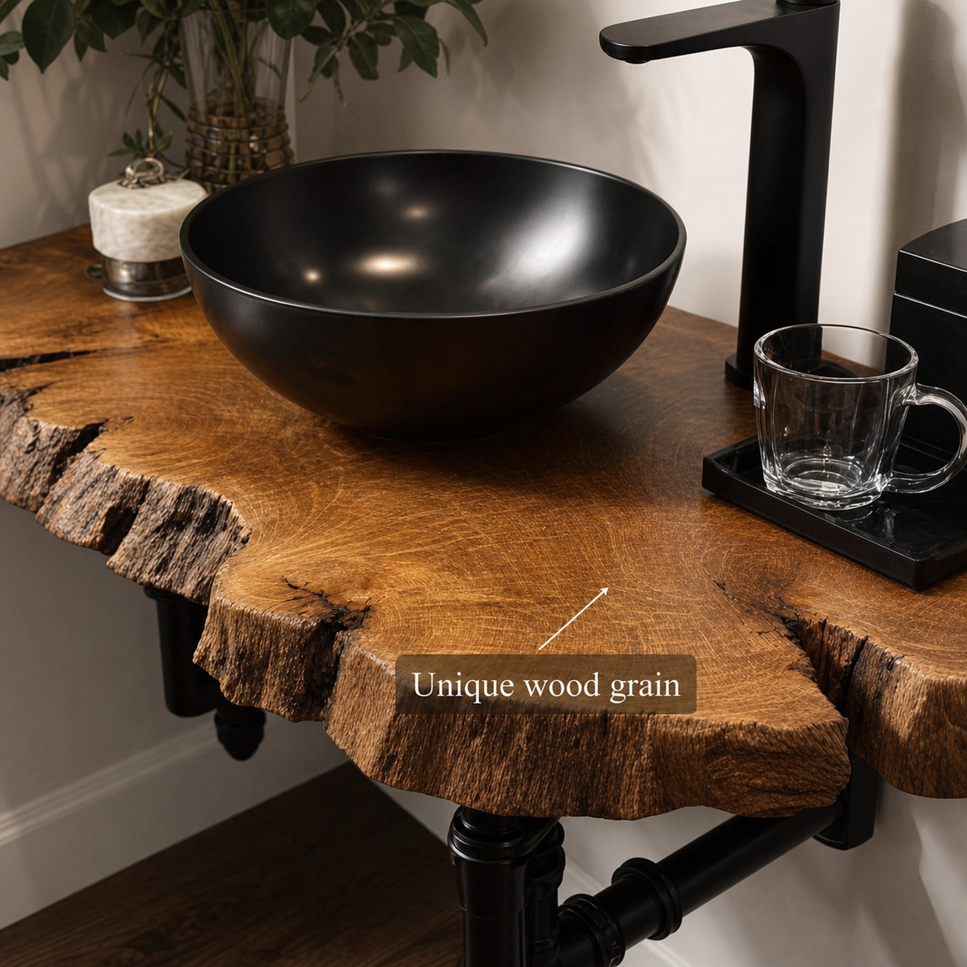 Midcentury Floating Shelf Narrow Vanity Washroom - product view 3
