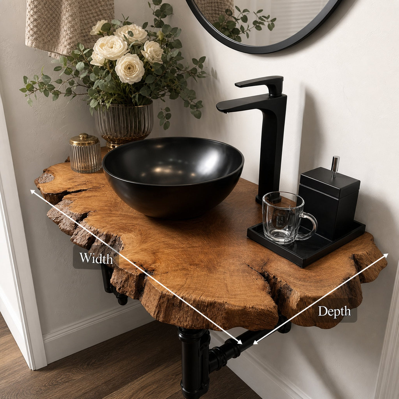 Midcentury Floating Shelf Narrow Vanity Washroom - product view 6