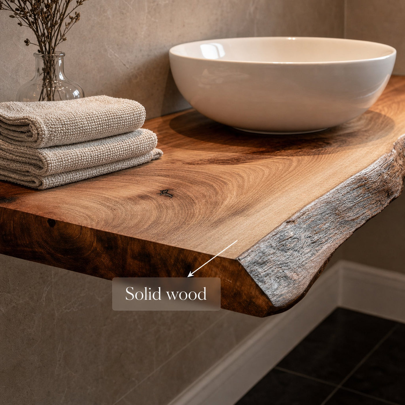 Midcentury Floating Shelf Natural Edge Bathroom - product view 3