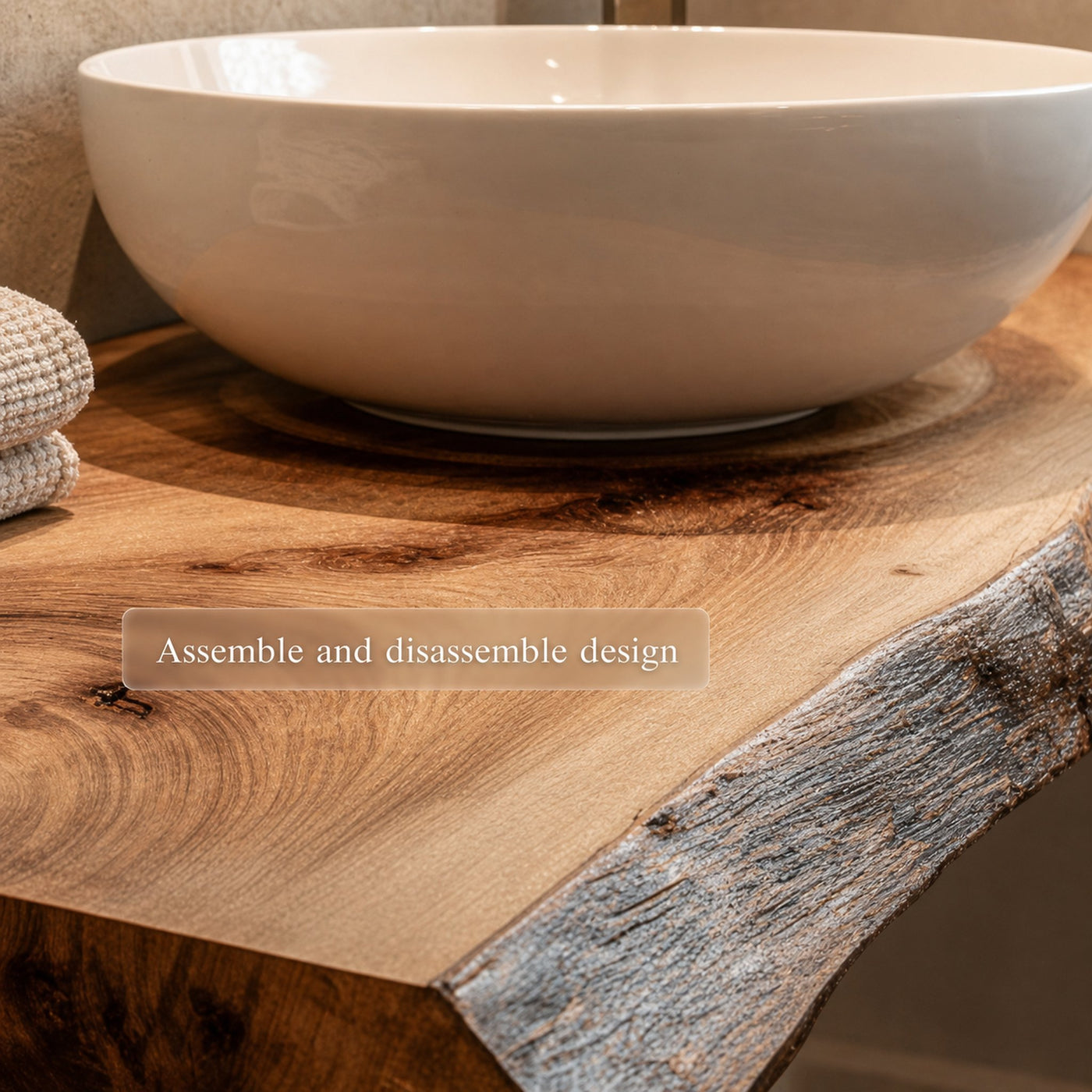 Midcentury Floating Shelf Natural Edge Bathroom - product view 4