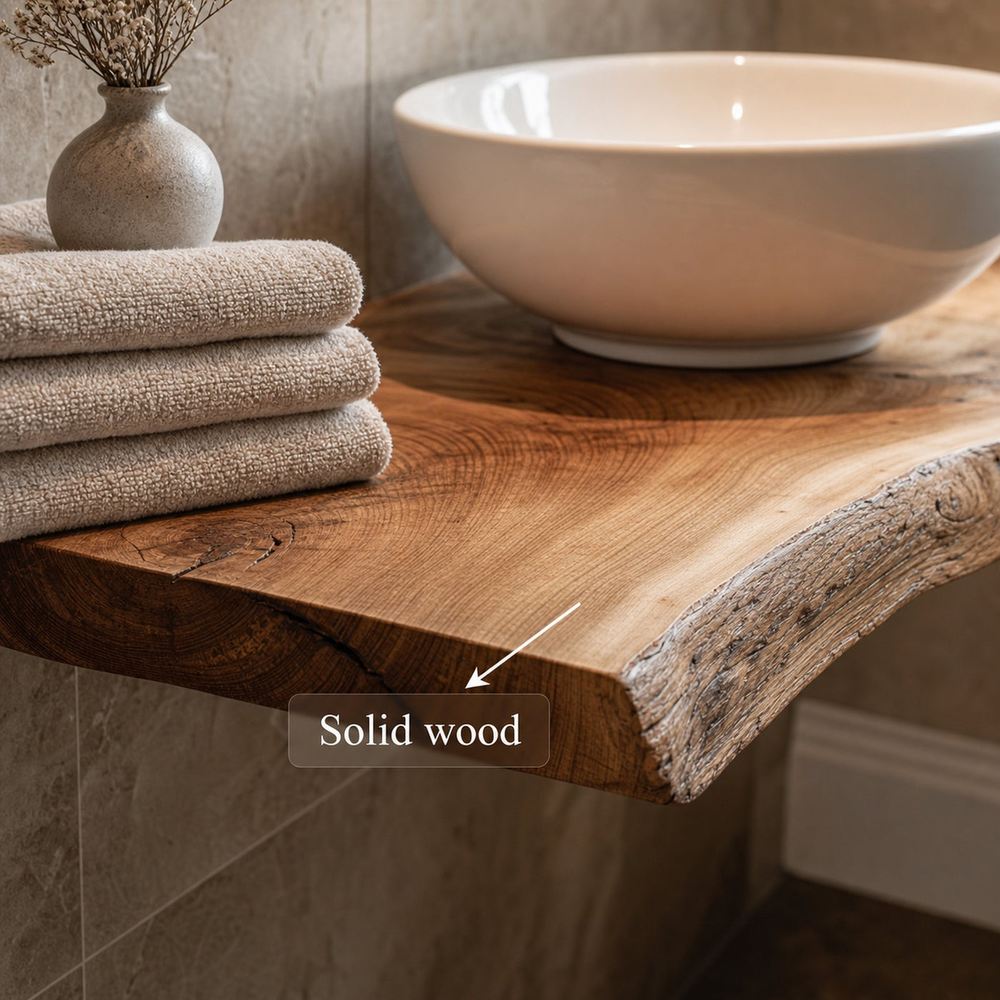 Midcentury Floating Shelf Natural Edge Powder Room - product view 3