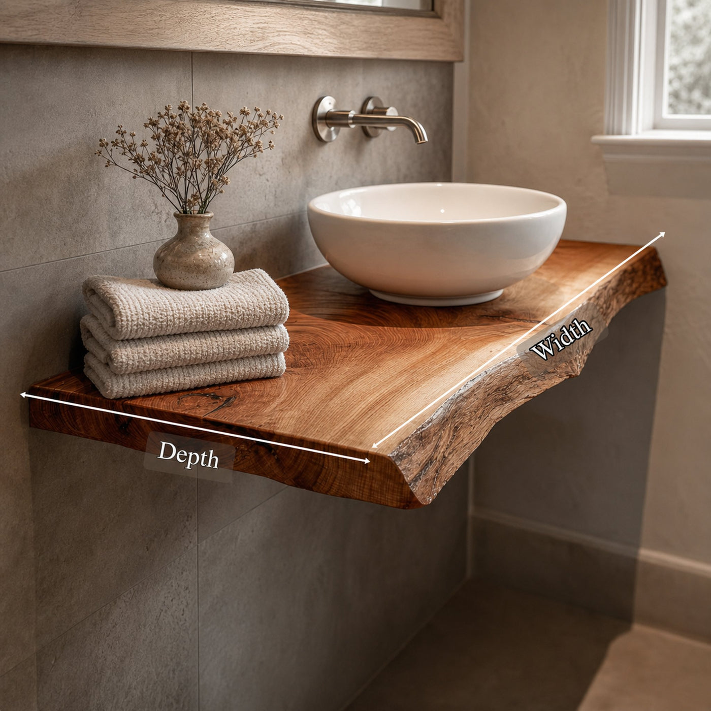 Midcentury Floating Shelf Natural Edge Powder Room - product view 5