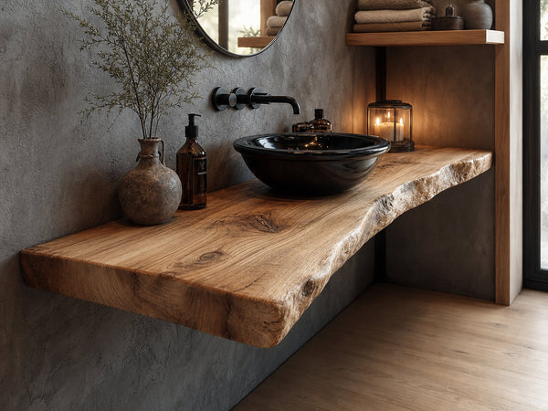 Midcentury Floating Shelf Natural Edge Vanity Bathroom