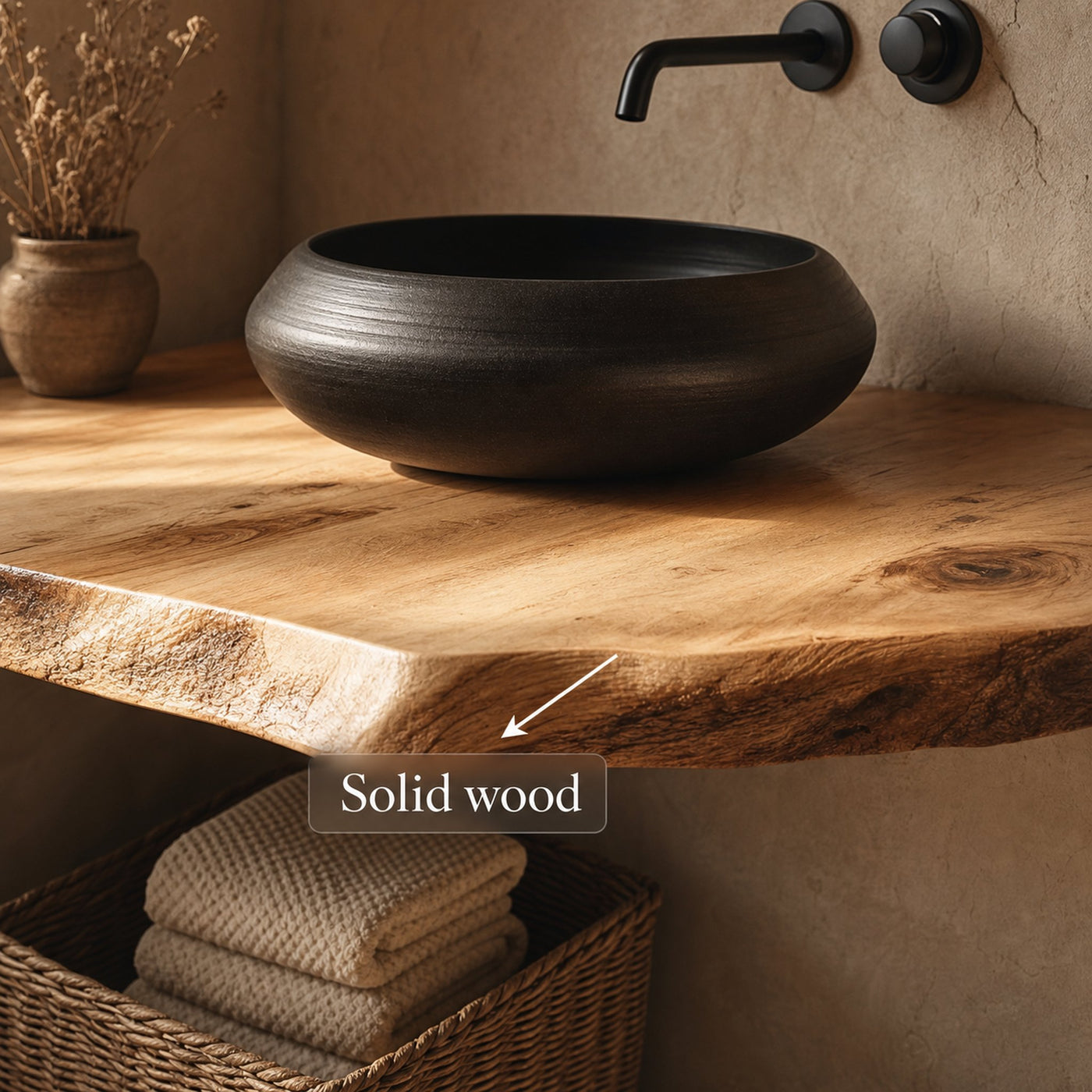Midcentury Floating Shelf Natural Edge Vanity Powder Room - product view 4
