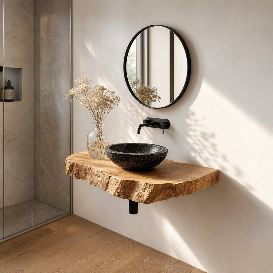 Midcentury Floating Shelf Vanity Bathroom