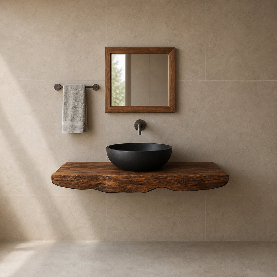 Midcentury Floating Shelf Washstand Bathroom