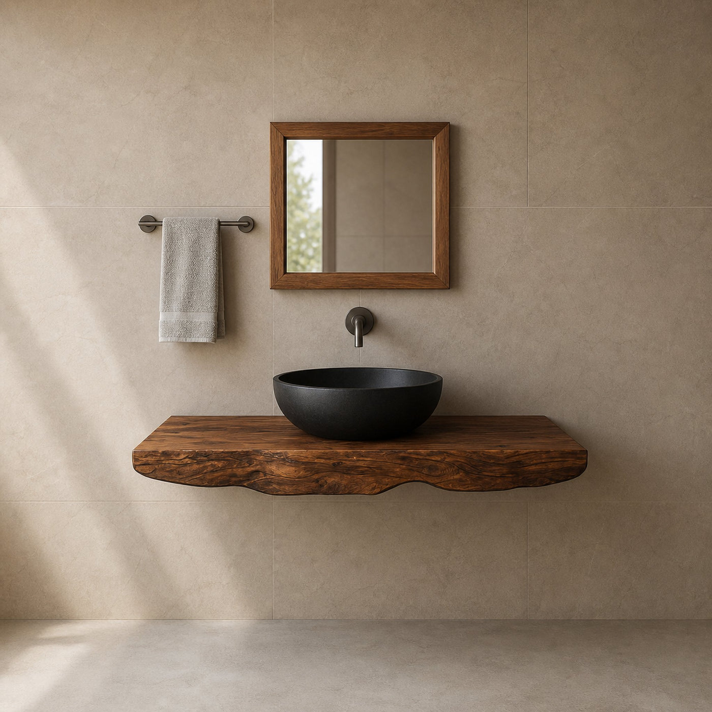 Midcentury Floating Shelf Washstand Bathroom