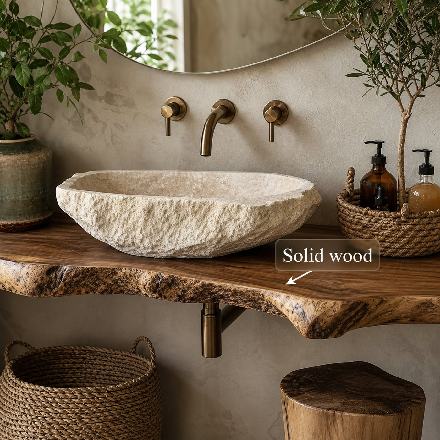 Midcentury Natural Wood Vanity Bathroom - product view 3
