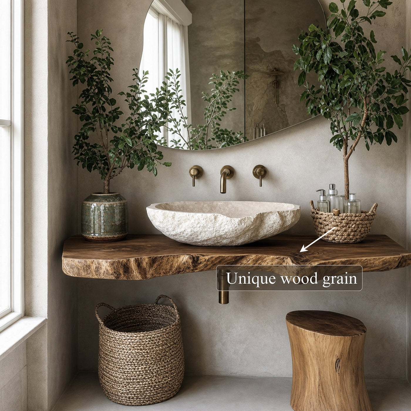 Midcentury Natural Wood Vanity Bathroom - product view 4