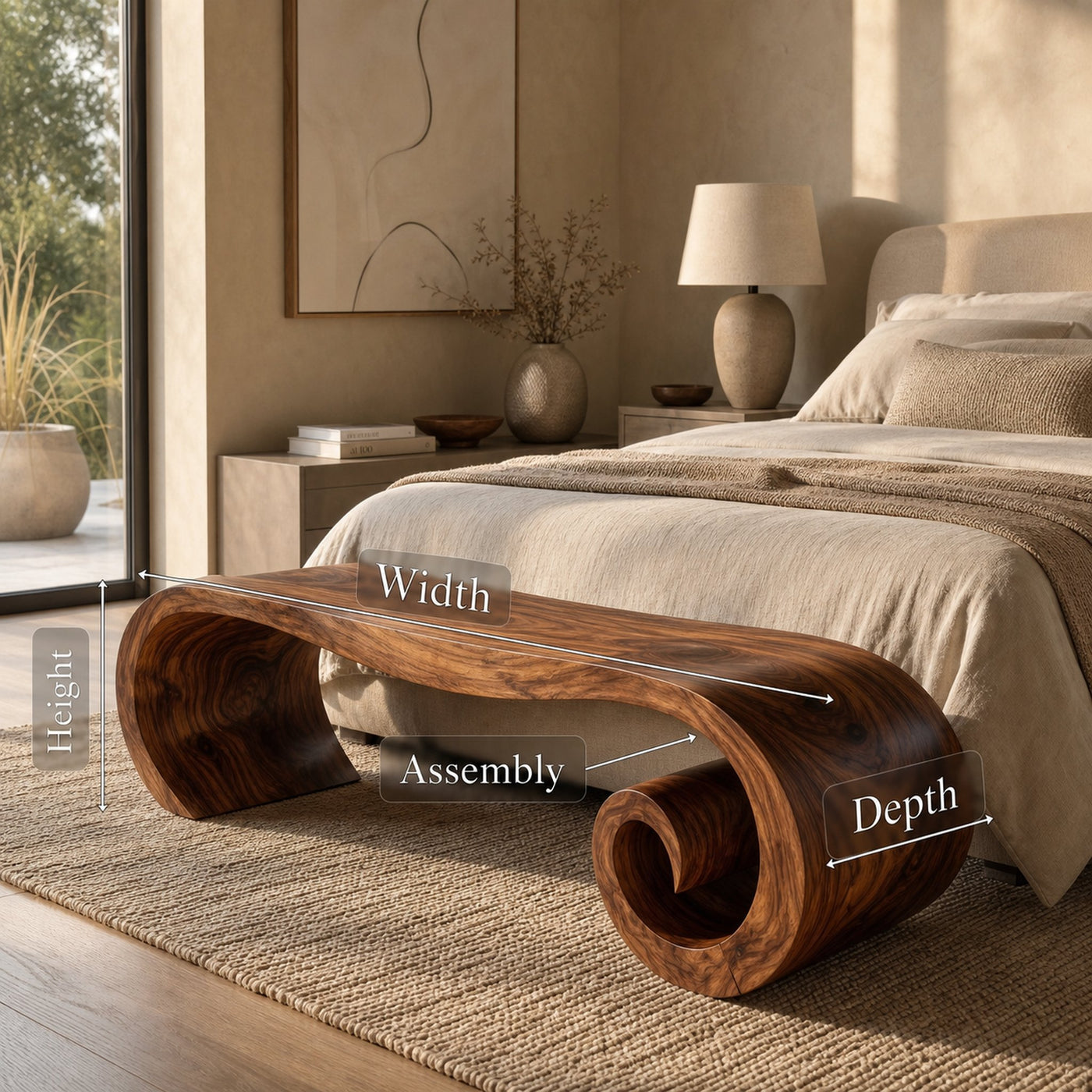 Minimalist End Of Bed Bench For Bedroom - product view 8