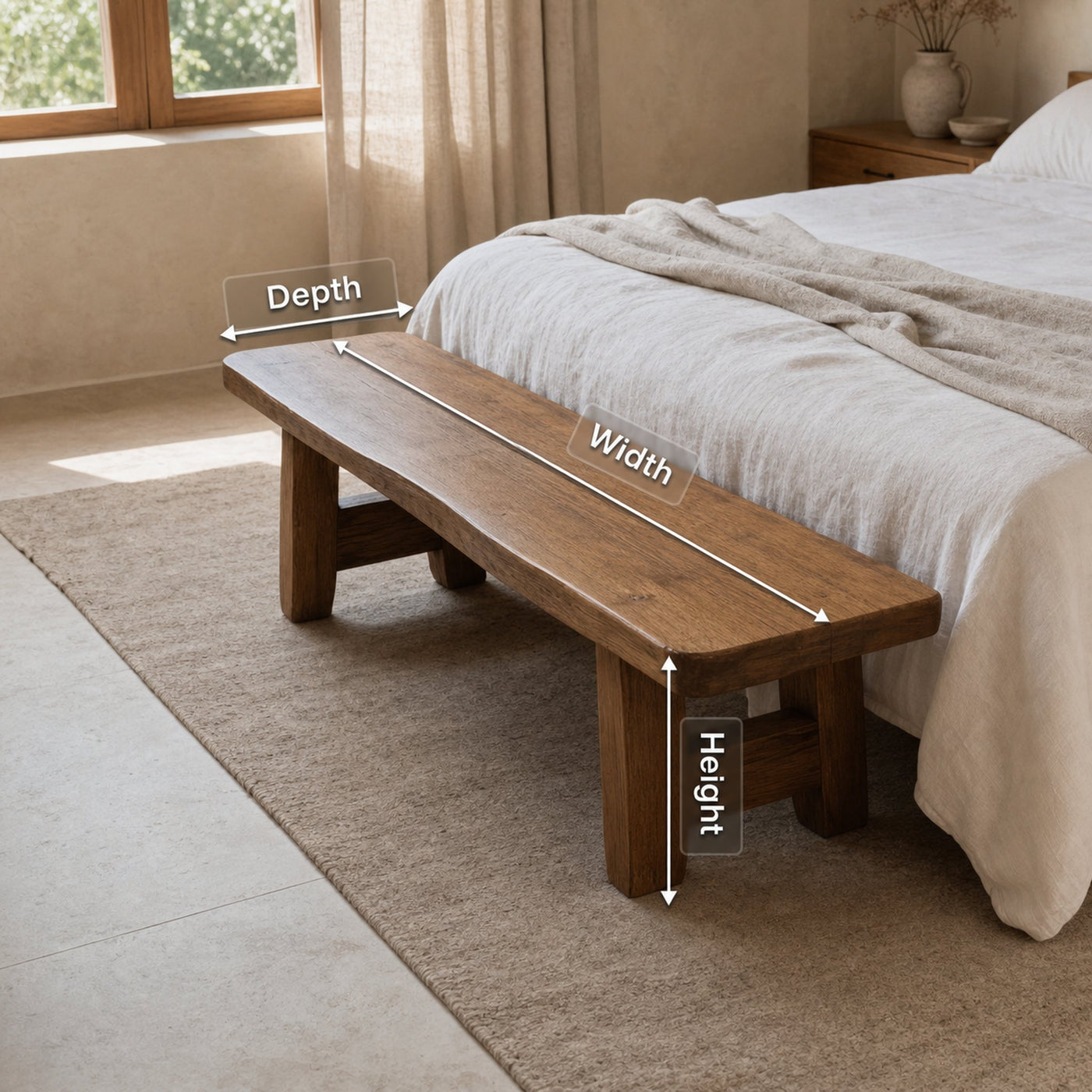 Minimalist End Of Bed Bench For Bedroom Entryway - product view 8