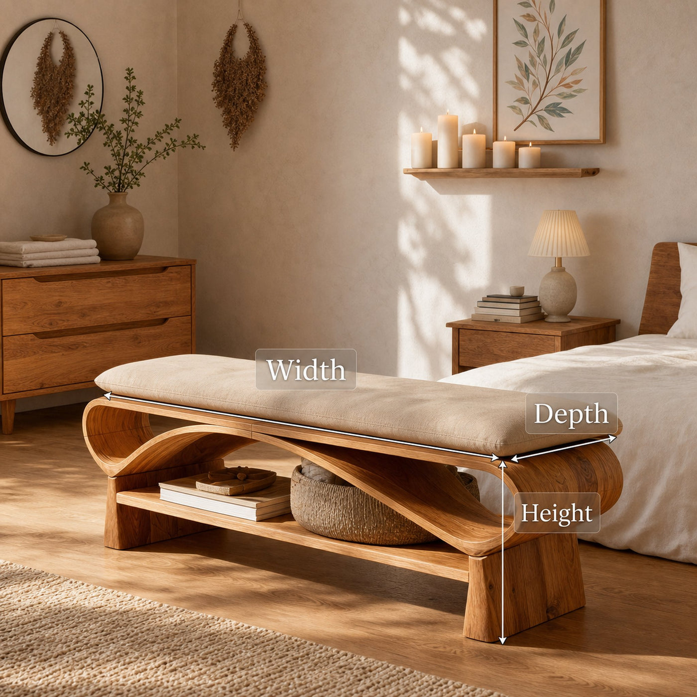 Minimalist Solid Wood Bench For Bedroom Interior Design - product view 7