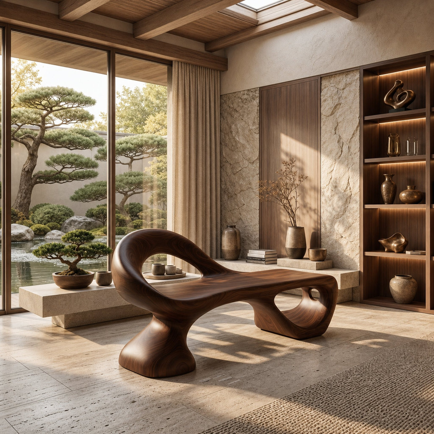 Minimalist Spiral Sculpted Bench For Garden Interior Space - product view 7