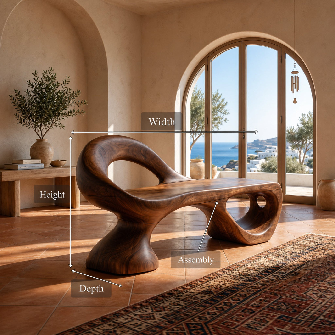 Minimalist Spiral Sculpted Bench For Garden Interior Space - product view 8