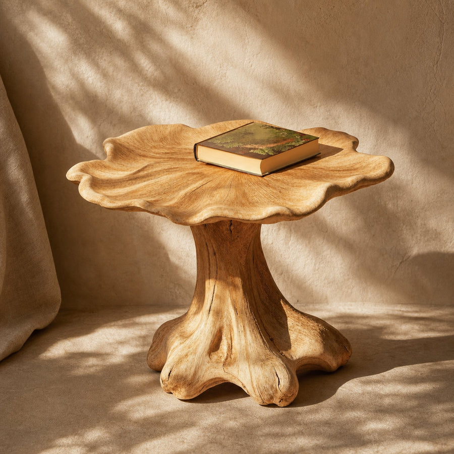Minimalist Wood Mushroom End Table For Bedroom Clean Lines