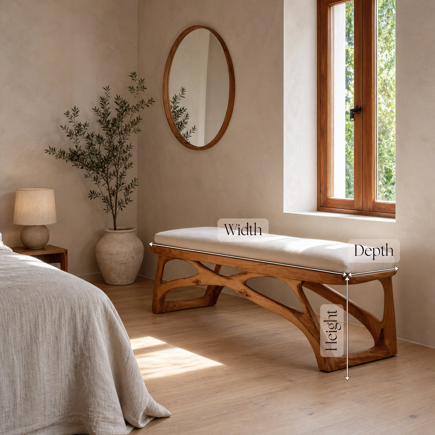 Minimalist Wooden Bench For Bedroom Interior Accent - product view 7