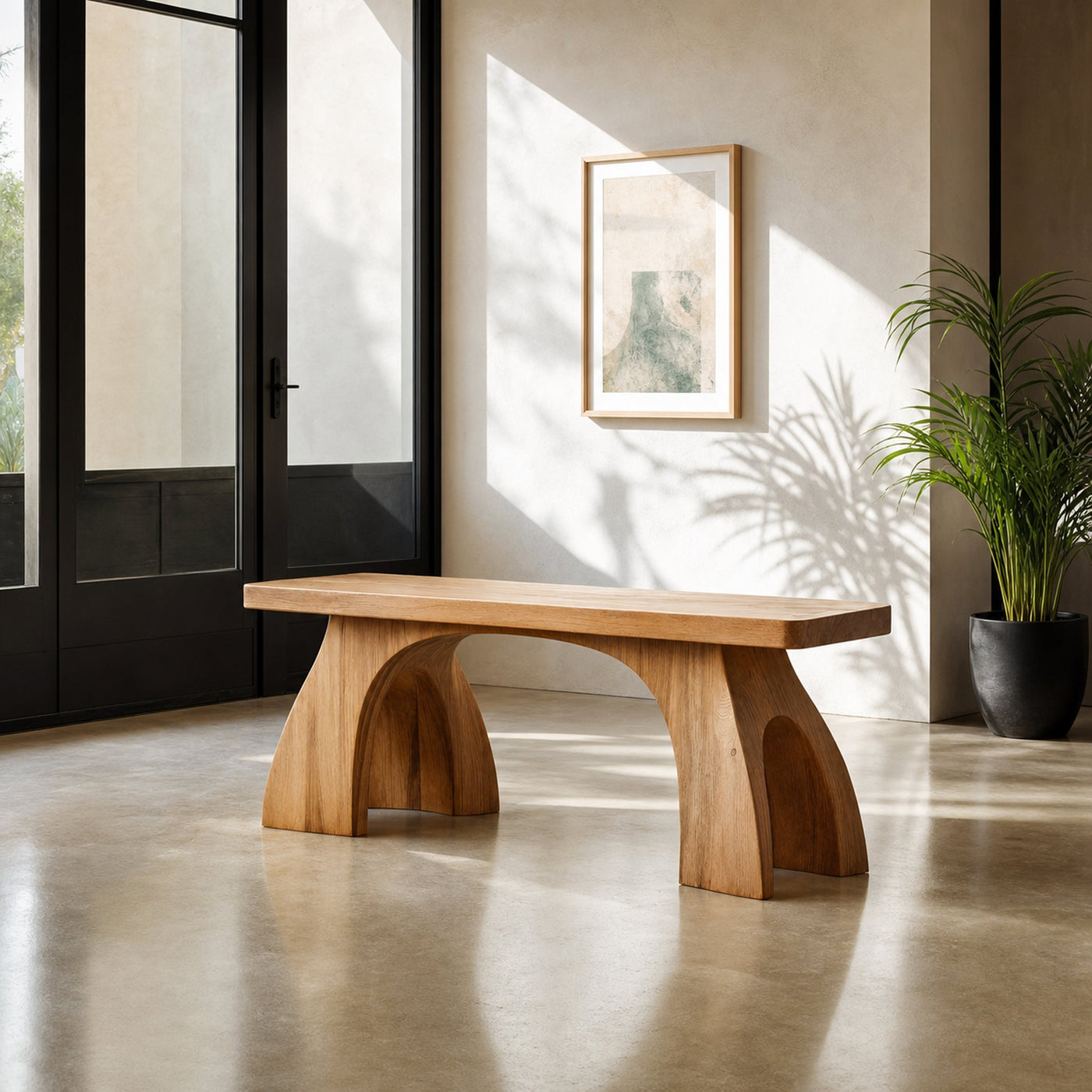Modern Bench With Arched Leg Design For Entryway