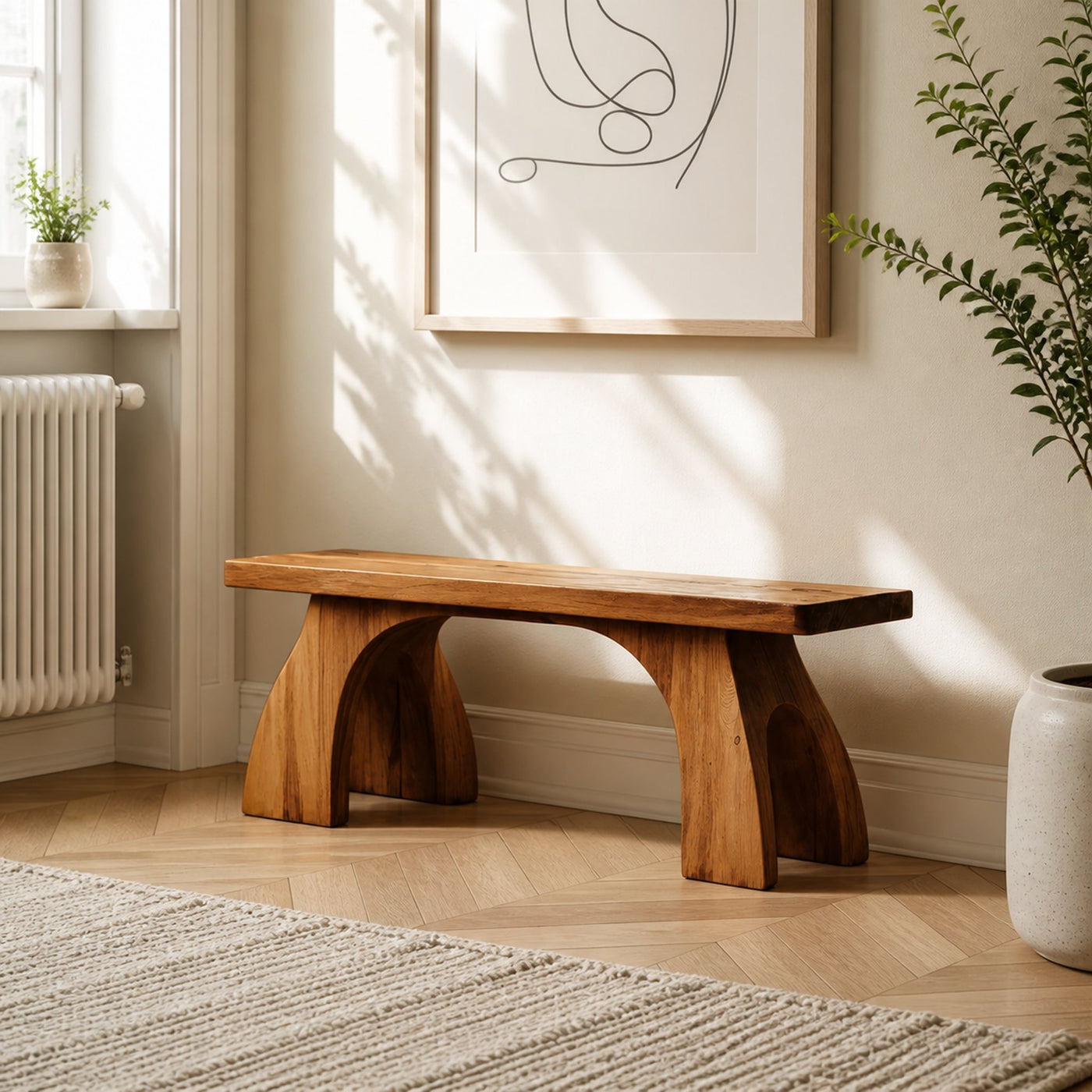 Modern Bench With Arched Leg Design For Entryway - product view 6