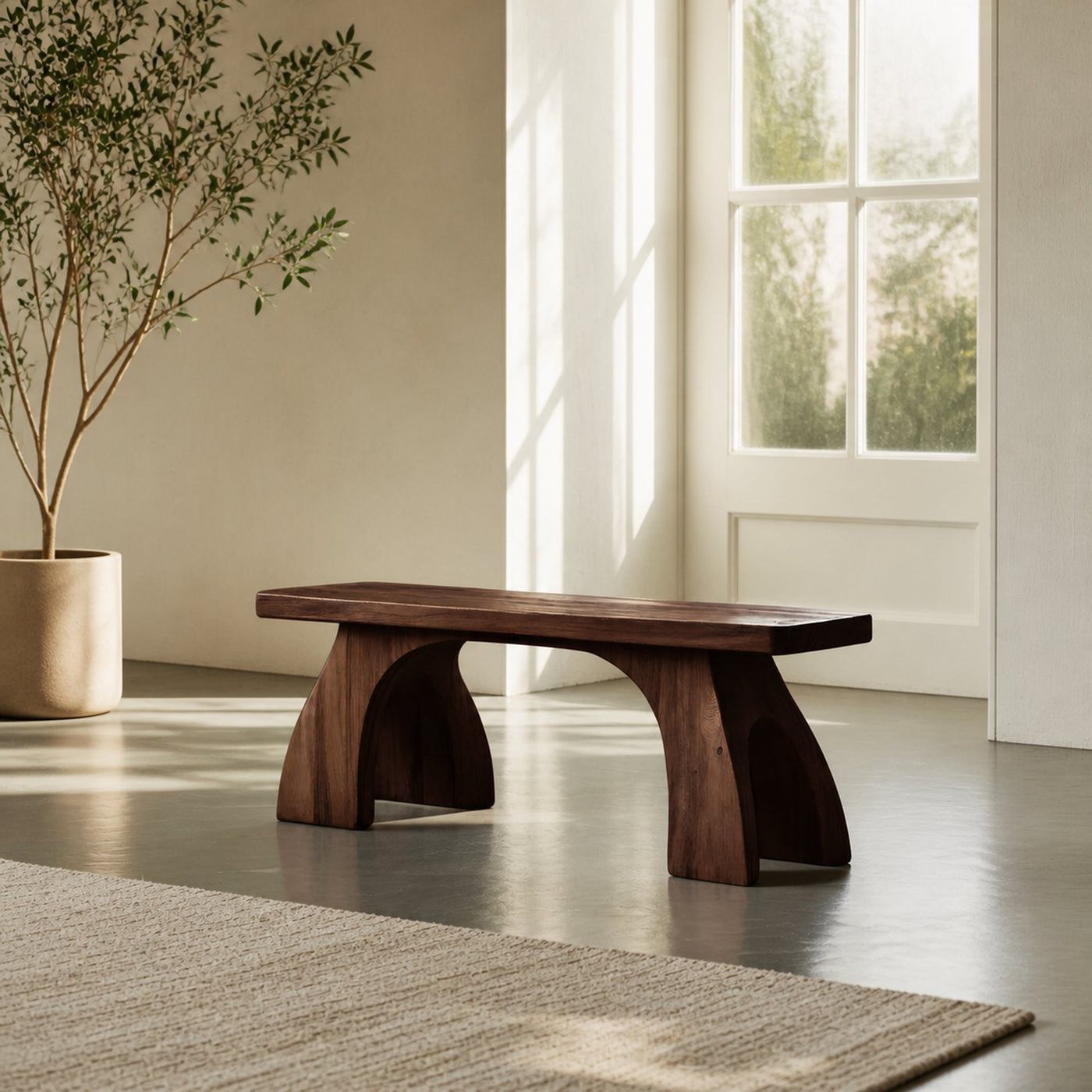 Modern Bench With Arched Leg Design For Entryway - product view 7