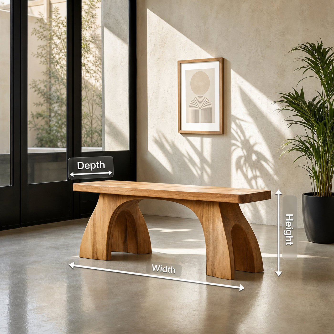 Modern Bench With Arched Leg Design For Entryway - product view 8