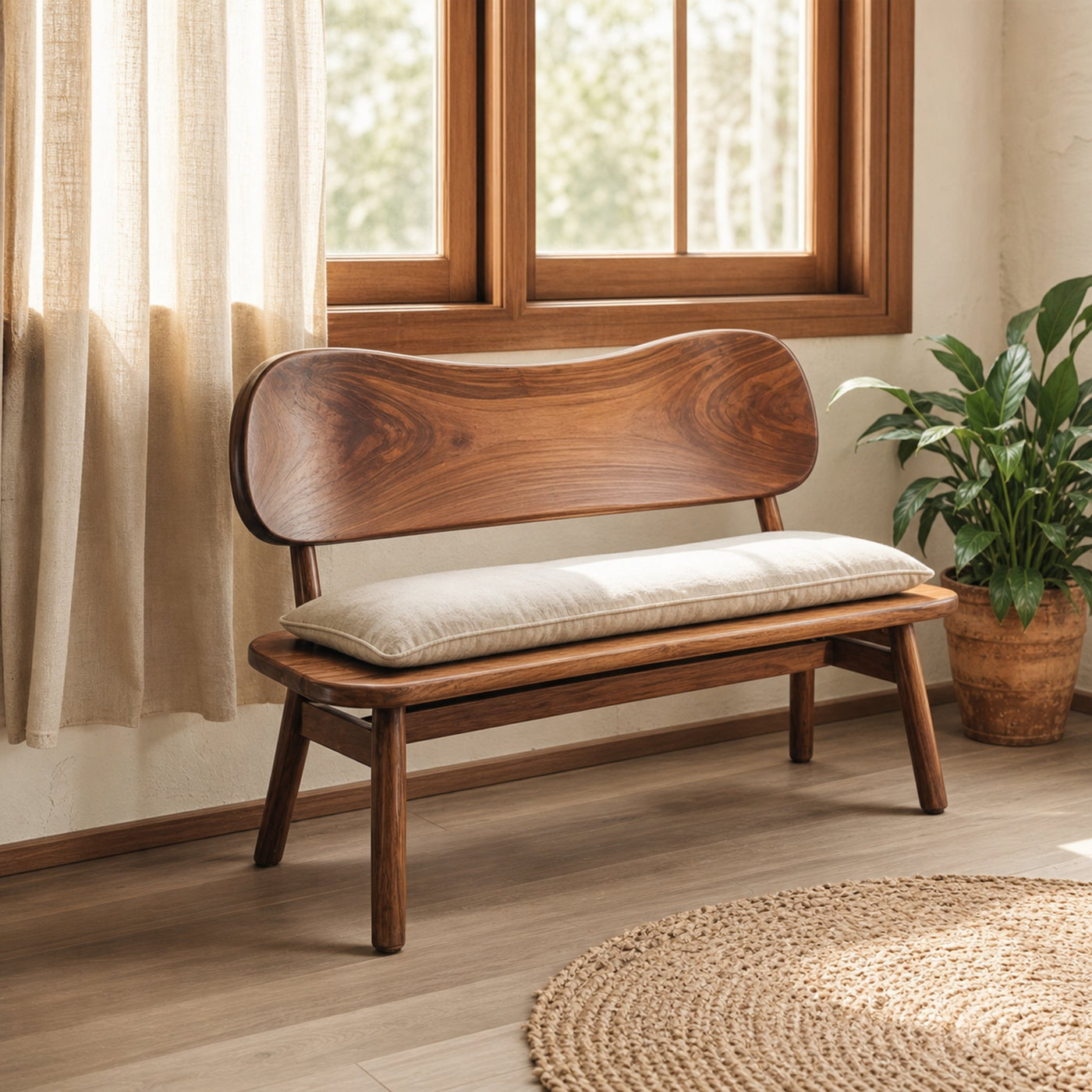 Modern Bench With Curved Backrest For Bedroom - product view 6