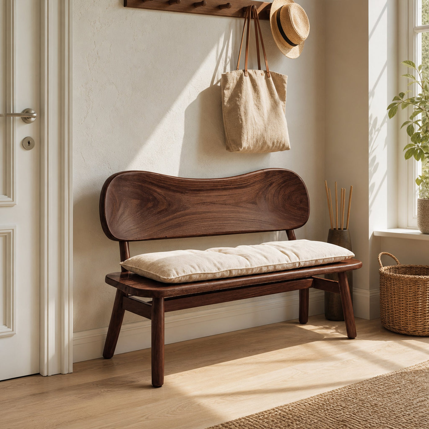 Modern Bench With Curved Backrest For Bedroom - product view 7