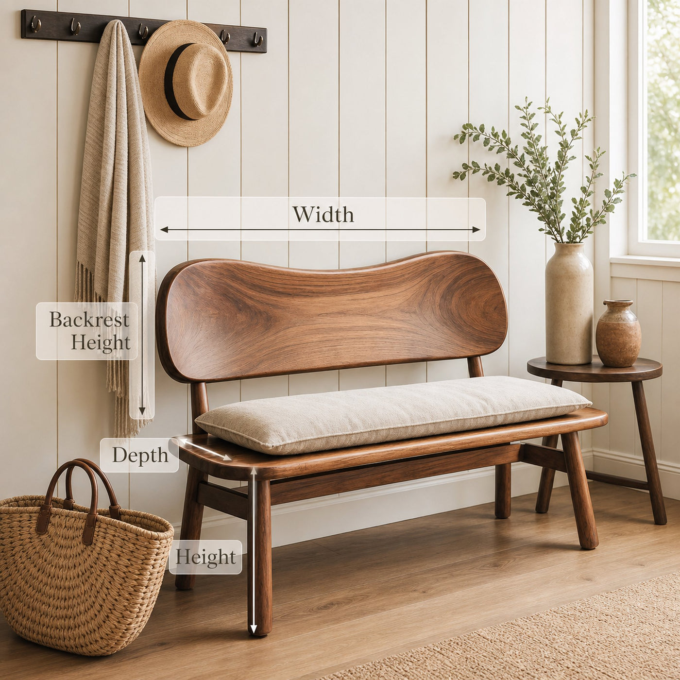 Modern Bench With Curved Backrest For Bedroom - product view 8