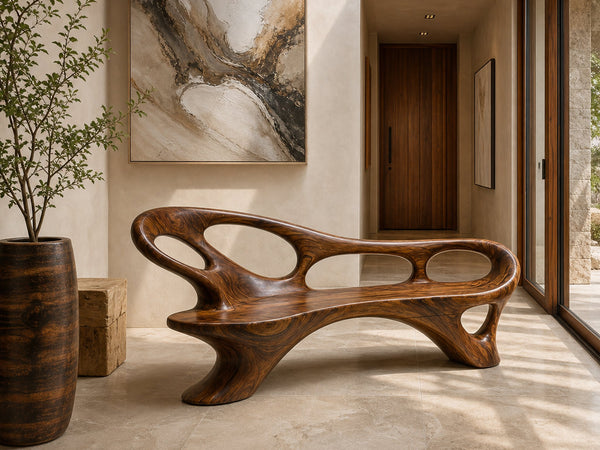 Modern Entryway Bench With Continuous Curved Structure For Modern Living