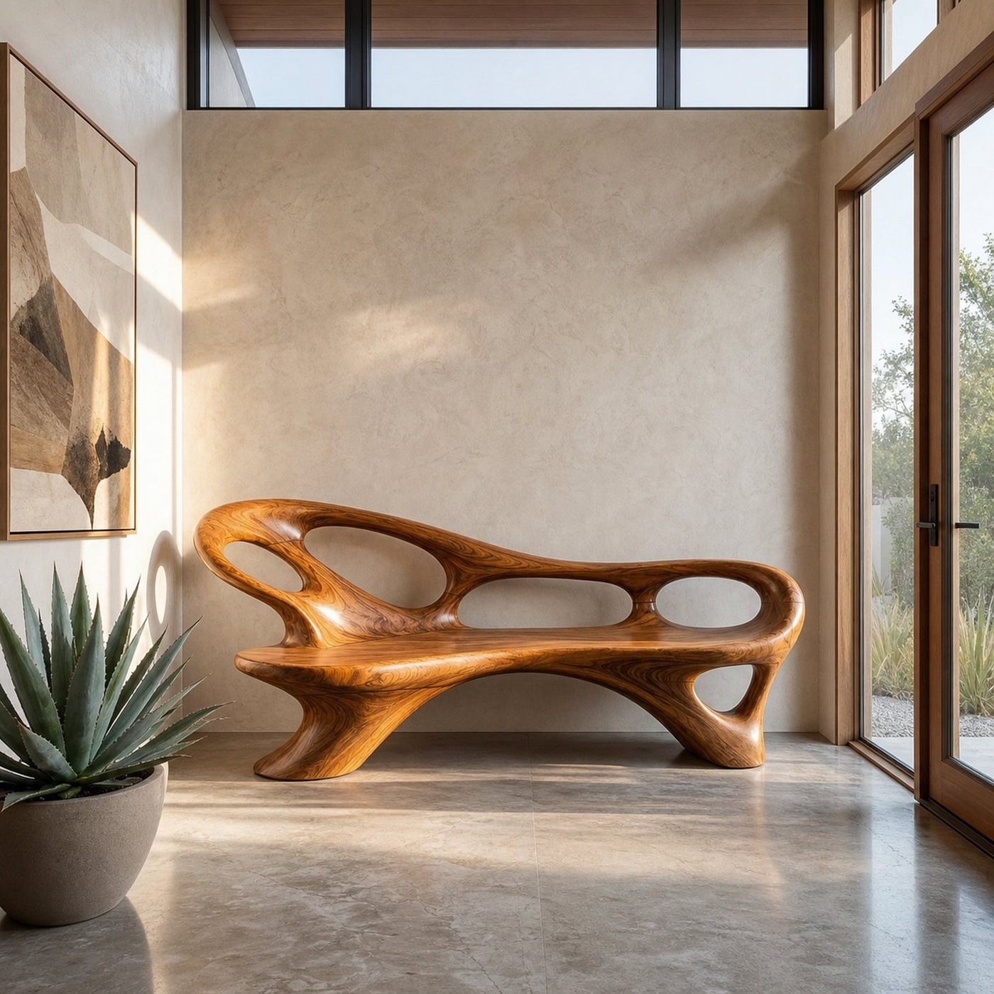 Modern Entryway Bench With Continuous Curved Structure For Modern Living - product view 6