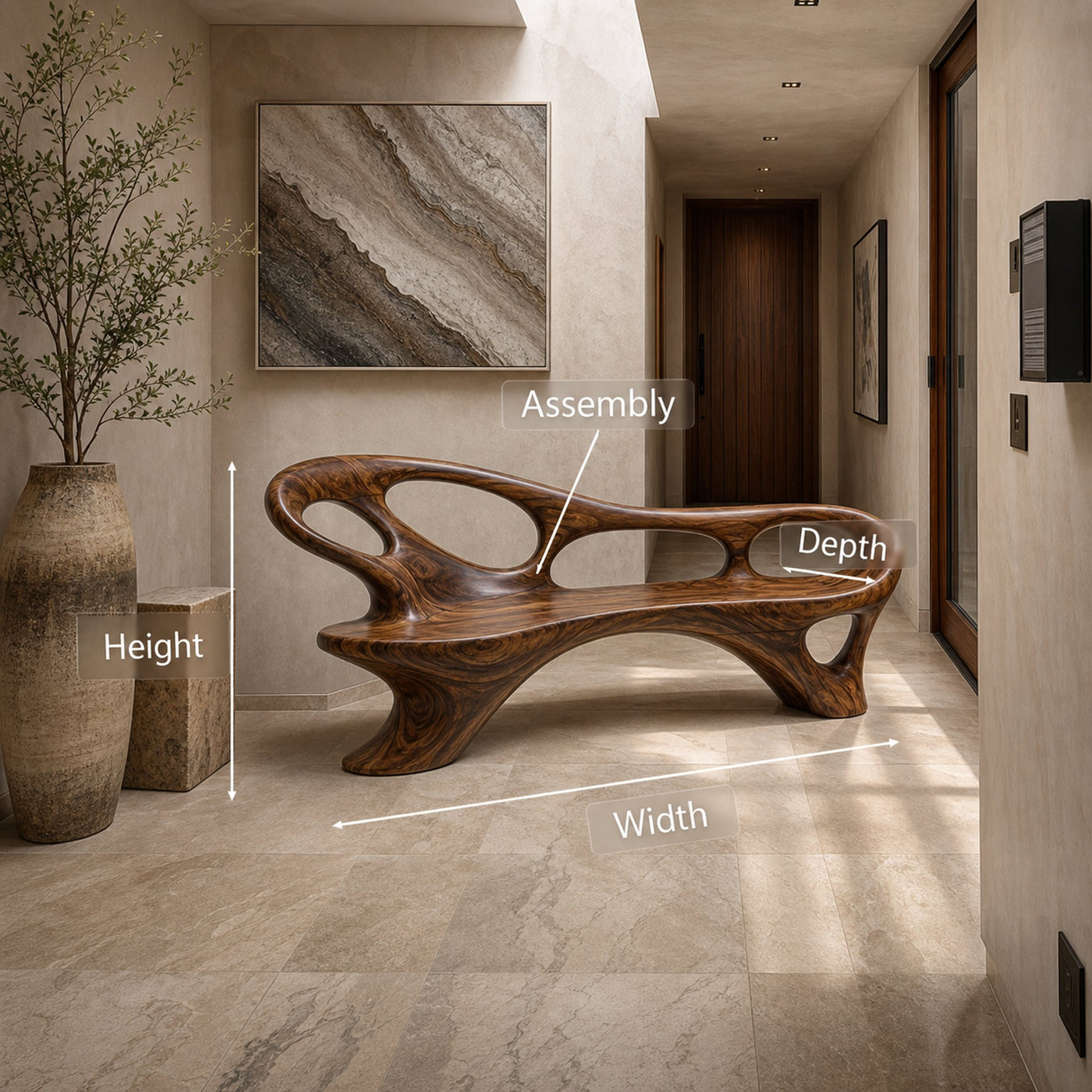 Modern Entryway Bench With Continuous Curved Structure For Modern Living - product view 8