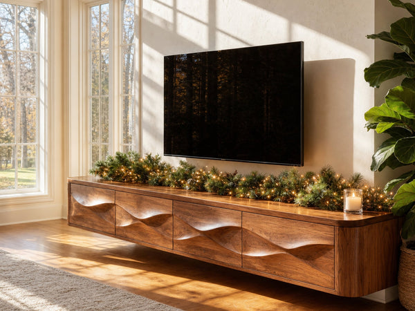 Modern Floating TV Console For Holiday Decor